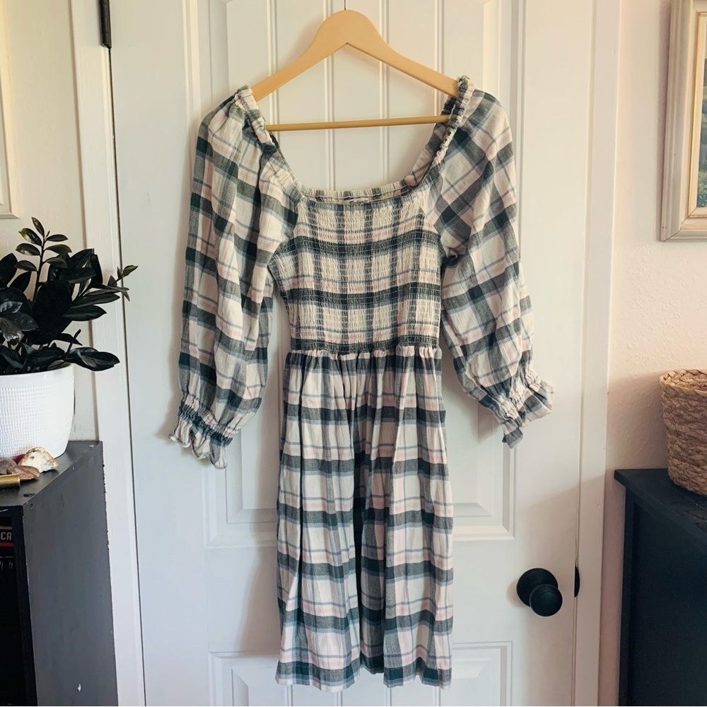 Madewell Plaid Cottagecore Dress